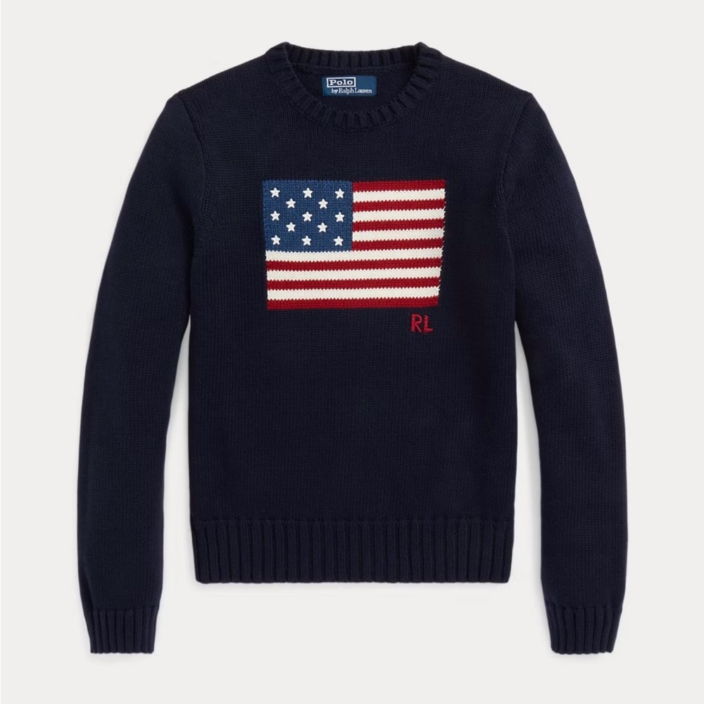 Polo Ralph Lauren American Flag Sweater Navy – Size Small